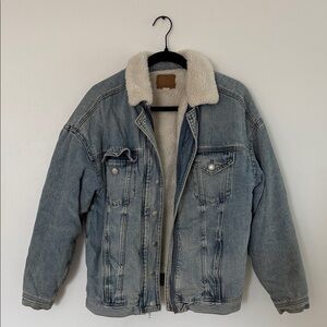 American Eagle Outfitters Blue Denim Sherpa Jacket